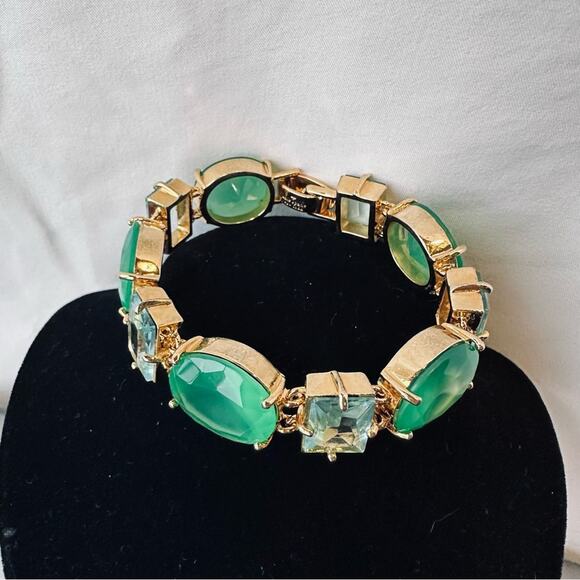 Kate Spade Hancock Park Green & Light Blue Jeweled Bracelet - Picture 2 of 10